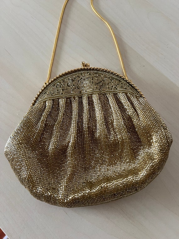 Gold beaded vintage handbag - image 1