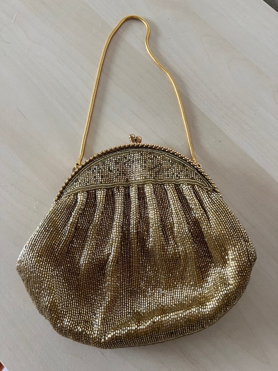 Gold beaded vintage handbag - image 6