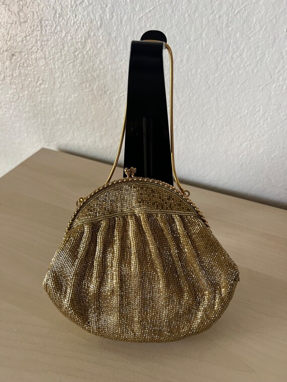 Gold beaded vintage handbag - image 4