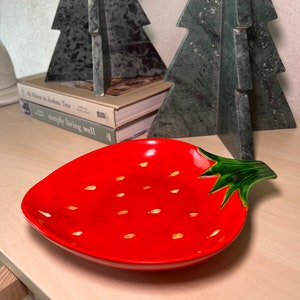 Vintage strawberry-shaped serving plate or a jewelry holder