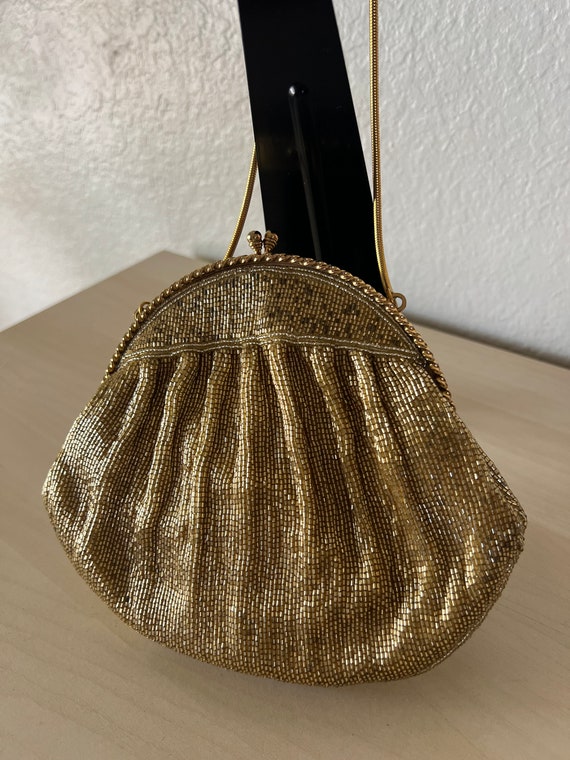 Gold beaded vintage handbag - image 3