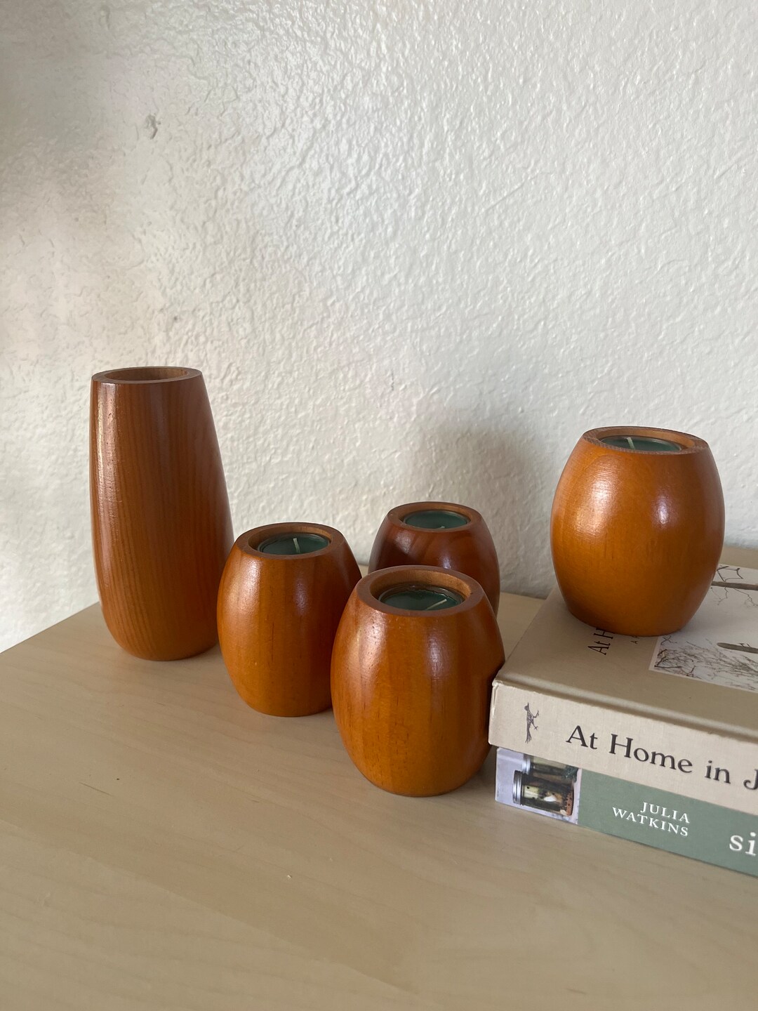 Vintage Wooden Candle Holders 5 Etsy