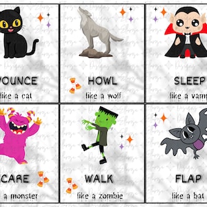 Halloween Motion Cards Printable Etsy Halloween Motion Cards Printable Etsy