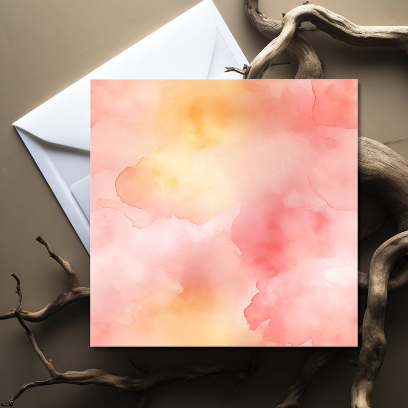 May include: A digital background with a watercolor design in shades of pink, orange, and yellow.