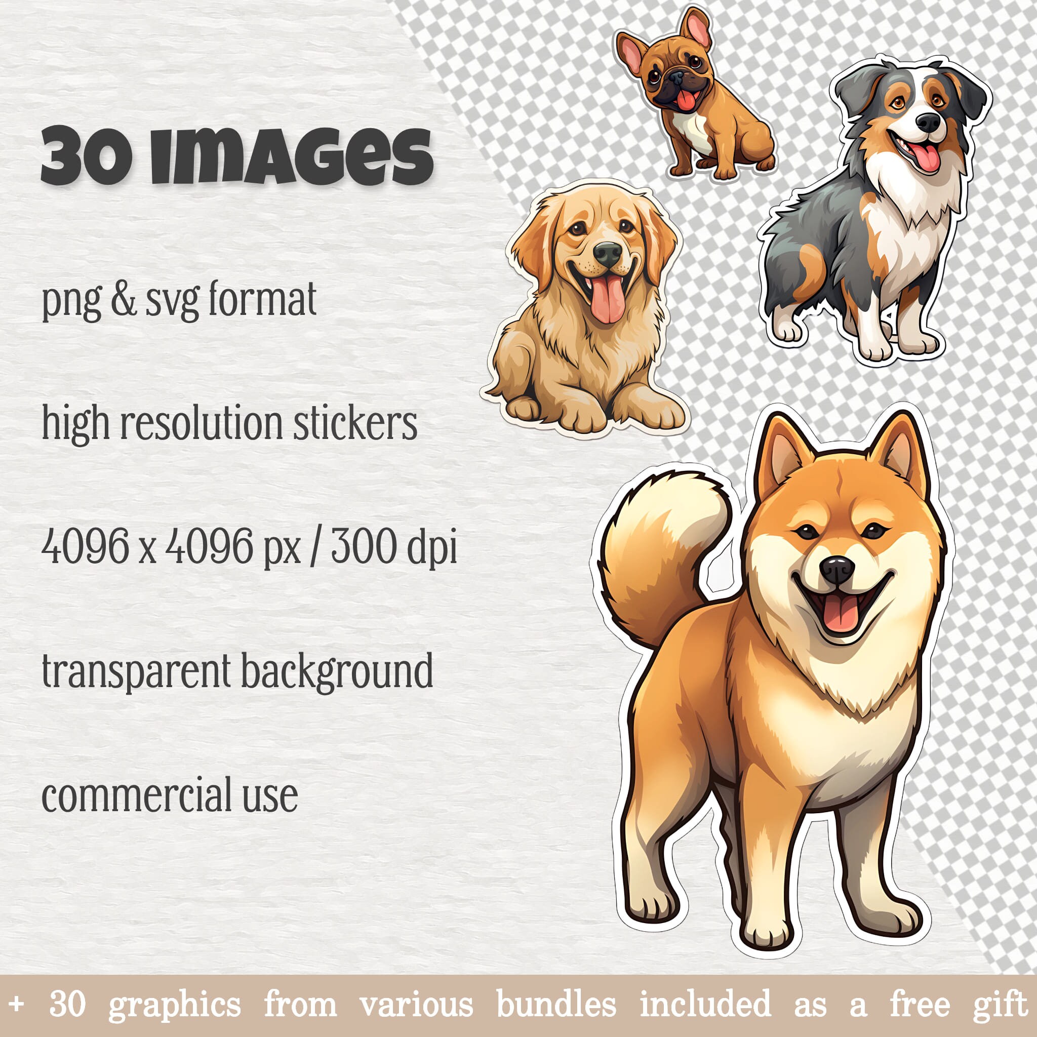 Paquete de imágenes prediseñadas de perros lindos, gráficos de cachorros,  pegatinas de cachorros, razas de perros, animales bebés lindos, PNG SVG,  uso comercial, descarga instantánea digital - Etsy México, image size:2048x2048