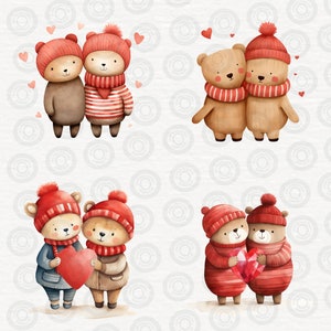 Cute Bear Couples Clipart Bundle, Cute Bears, Teddy Bear, Animal Couple ...