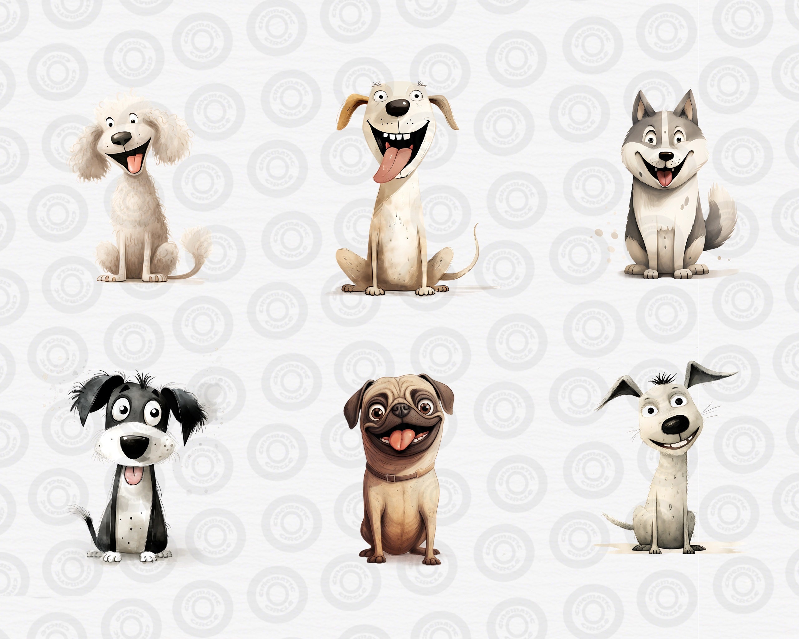 Funny and Cute Dogs Clipart Bundle, Dog PNG, Cartoon Dog, Watercolor ...