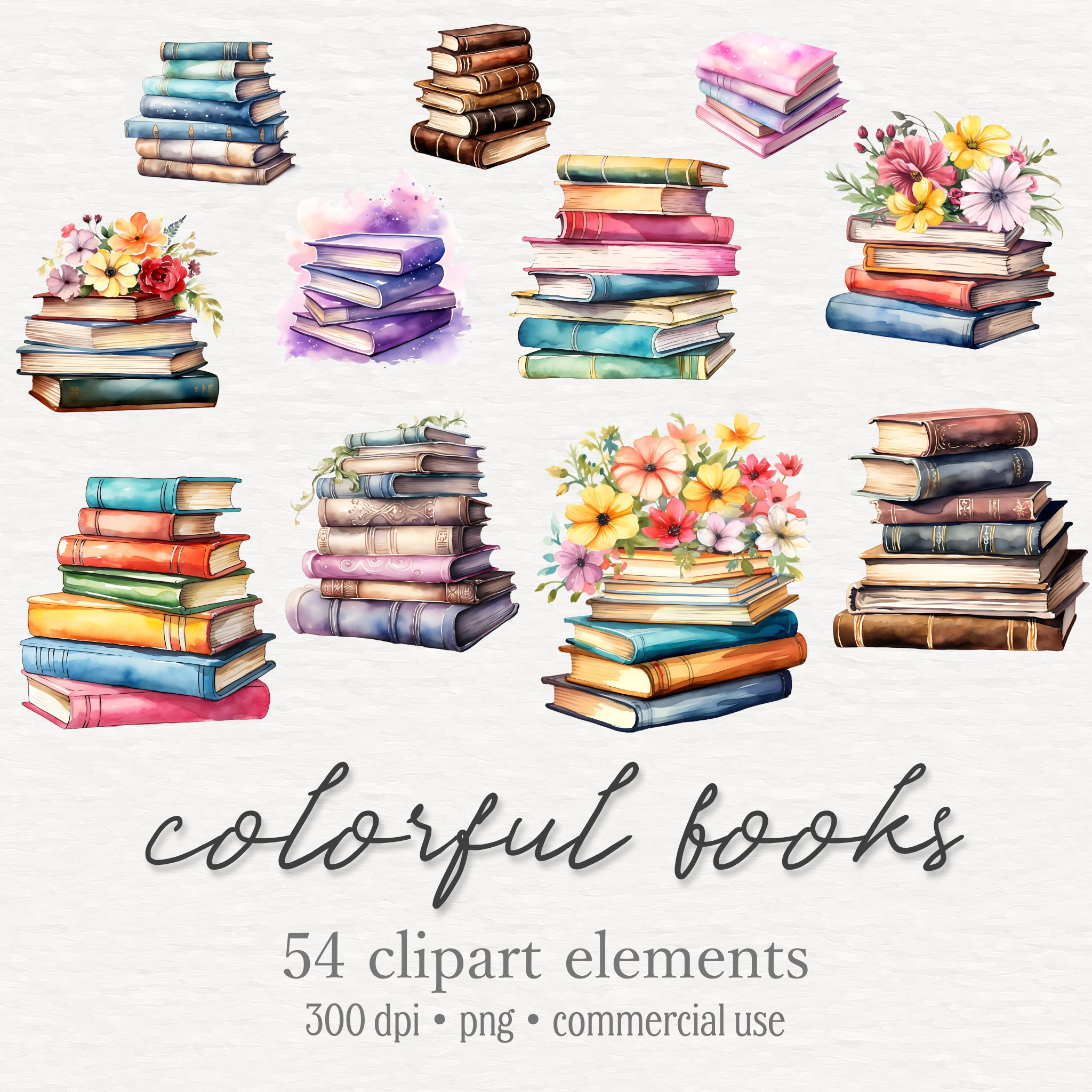 Colorful Books Clipart Bundle Watercolor Book PNG Graphics Painted Colorful Books Clipart Bundle Watercolor Book PNG Graphics Painted