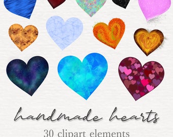 handmade heart bundle for valentines day, hand painted clipart png, wedding, transparent background,commercial use, instant digital download