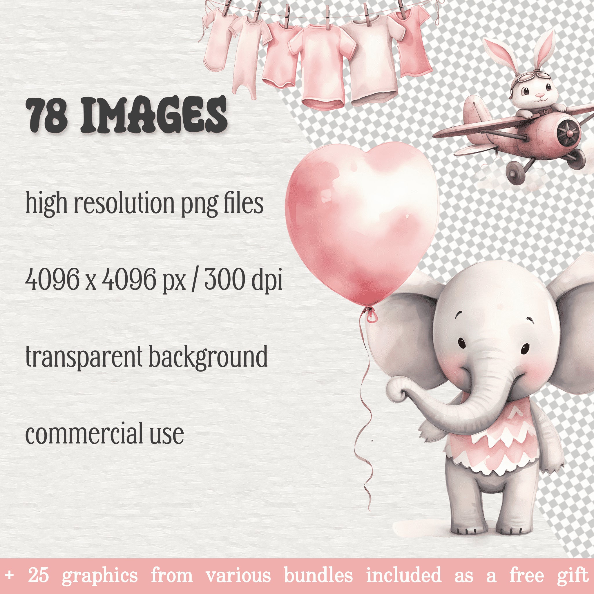 Watercolor Baby Girl Clipart Bundle, Pink Baby Shower, Cute Newborn ...