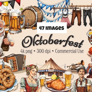 47 Oktoberfest Clip Art, Oktoberfest PNG, Ilustración Oktoberfest, Beer Fest Png, Food Clip Art, Happy Hour, descarga instantánea, uso comercial