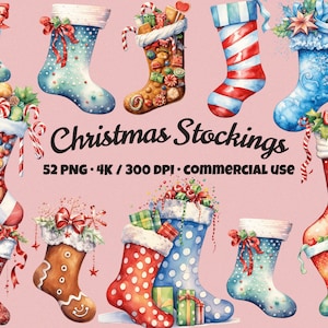 52 kerstkous clipart, aquarel clipart, aquarel PNG, kerstbundel PNG, afdrukbaar, Kerstmis, plakboek, papier ambachten, digitale bestanden