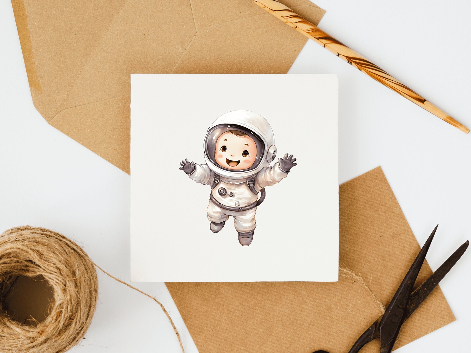 Cute Space Clipart Bundle, Watercolor Clipart, Happy Astronaut ...