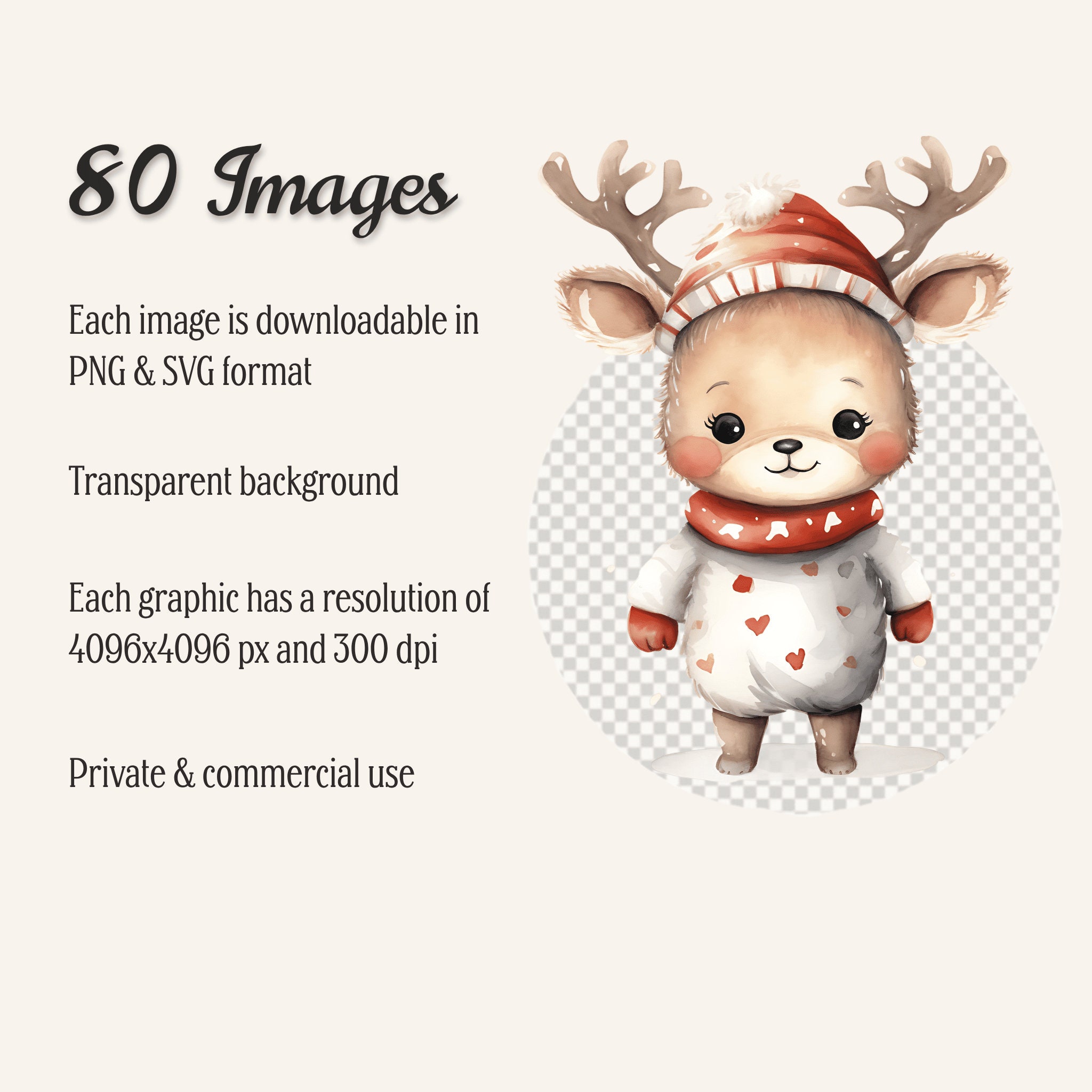 Cute Reindeer Clipart Watercolor Bundle Baby Woodland - Etsy
