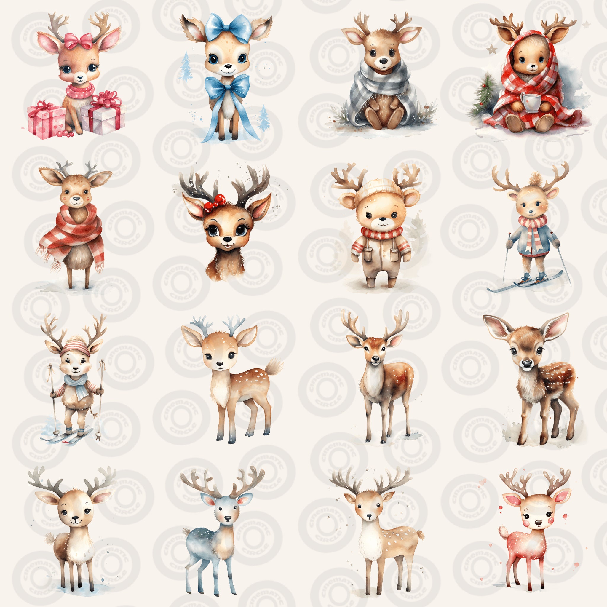 Cute Reindeer Clipart Watercolor Bundle Baby Woodland - Etsy