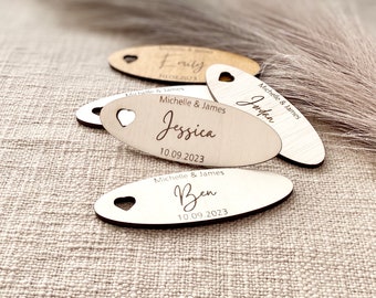 Wedding Table Name Tags, Guest Place Cards, Table Place Name, Custom Engraved, Personalised Place Names, Wedding Favors, Tischname