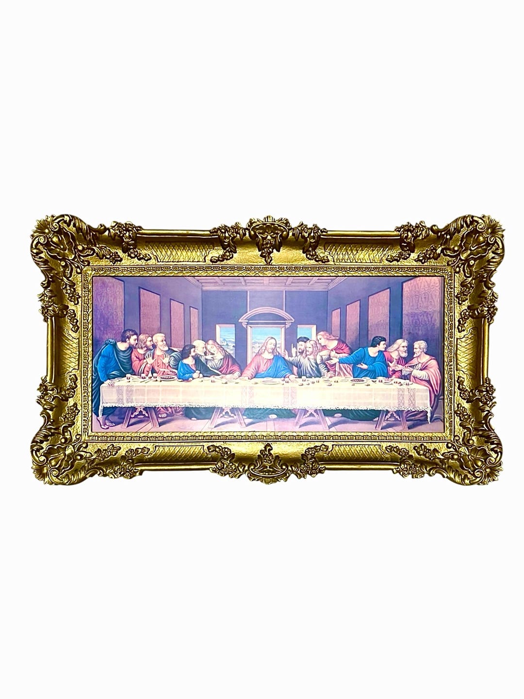 Vintage Last Supper Da Vinci Religious Art Print Italian Ornate Gold ...