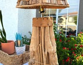 Vintage Rustic Saguaro Cactus Skeleton Table Lamp & Shade Unique Folk Arts and Crafts Movement