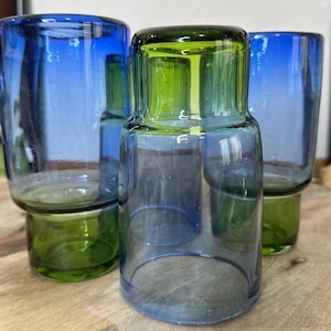 Återvunnet glas, set med 4 blågröna dricksglas, Anthropologie bild 5