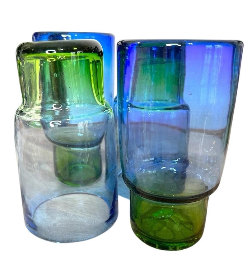 Återvunnet glas, set med 4 blågröna dricksglas, Anthropologie bild 6