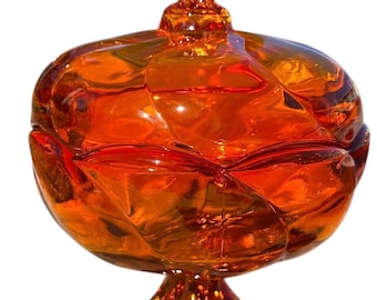 Vintage Viking Glas Persimmon Orange Epic Twist Täckt Godisfat Mint