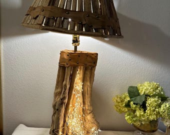 Vintage Rustic Saguaro Cactus Skeleton Table Lamp & Shade Unique