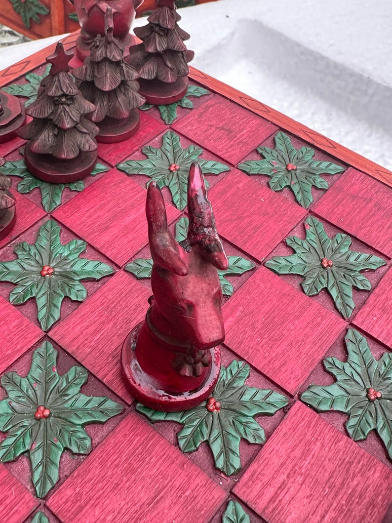 Vintage Christmas Chess Set With Storage Box Etsy