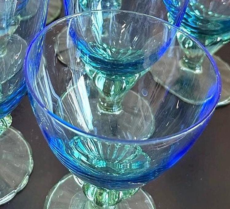 Green & Blue Bormioli Rocco Bahiaglass Goblet Set 4 Champagne