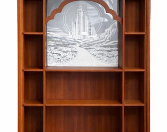 Mini Display Cubby Shelf with Emerald City Mirror Panel Wizard of Oz Wall Decor