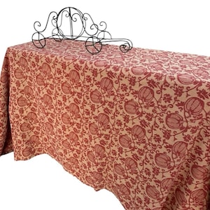 Mantel de jacquard con diseño de calabaza de otoño - 100 % algodón, rectangular, 182 x 142 cm