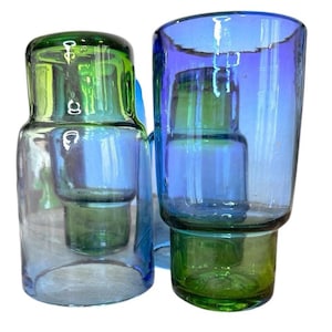 Återvunnet glas, set med 4 blågröna dricksglas, Anthropologie bild 1