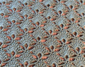Vintage and Soft, Hand Crocheted Tourquoise Shell Stitch Throw Blanket