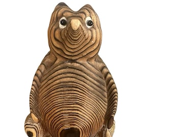 Shou-sugi-ban Japanese Tanuki Keyaki Wood Raccoon Dog Sculpture