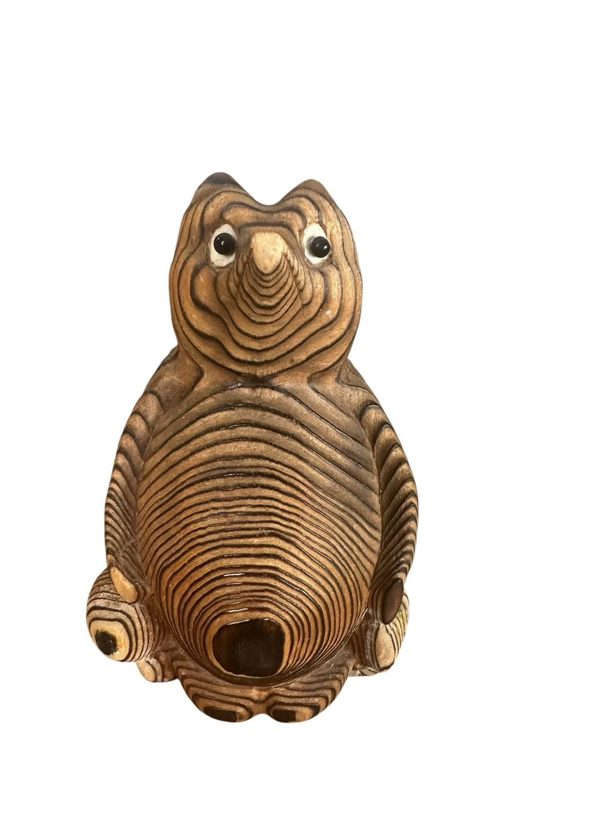 Shou-sugi-ban Japanese Tanuki Keyaki Wood Raccoon Dog Sculpture