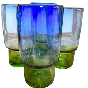 Återvunnet glas, set med 4 blågröna dricksglas, Anthropologie bild 3