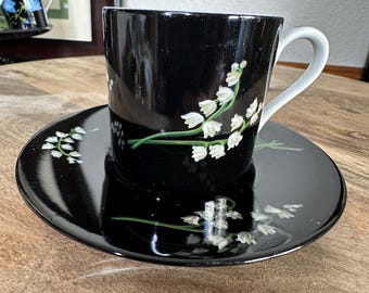 全8枚Tiffany&Co.ティファニー Mrs.Delany'sFlowers Tiffany & Co Mrs Delany Flowers Cup Saucer Black Porcelain Lily of