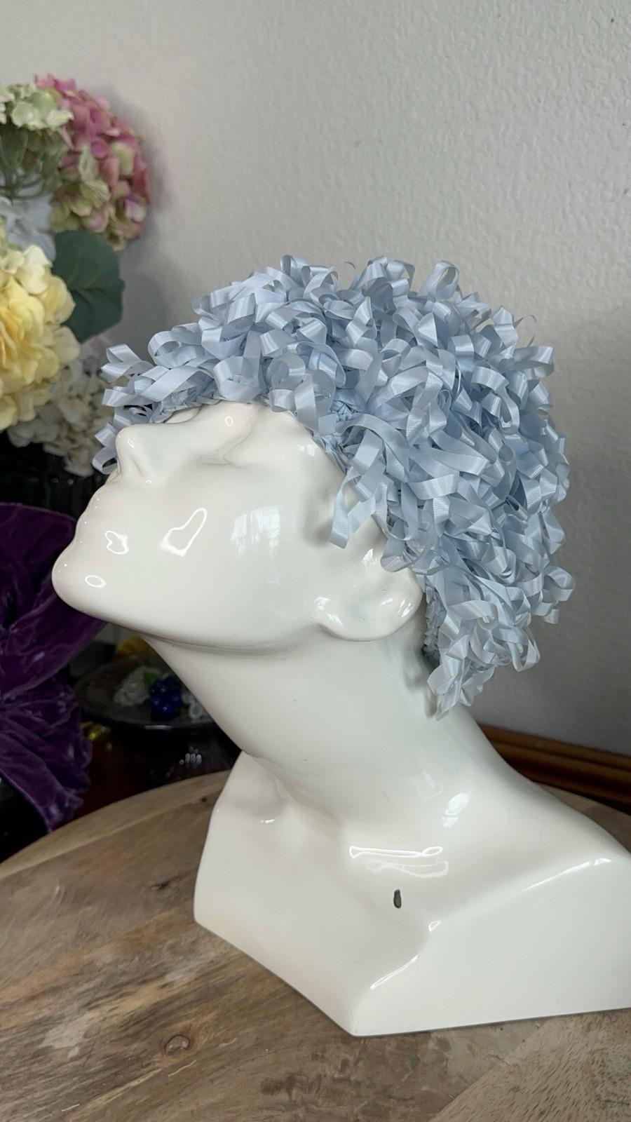 Joseph Magnin Blue Ribbon Hat Ruffled Loop Mid Century Vintage Joseph Magnin Hat - Etsy Australia main image 4