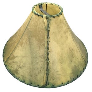 Rustic Southwestern Rawhide Lamp Shade Genuine Leather Western Decor In Green
