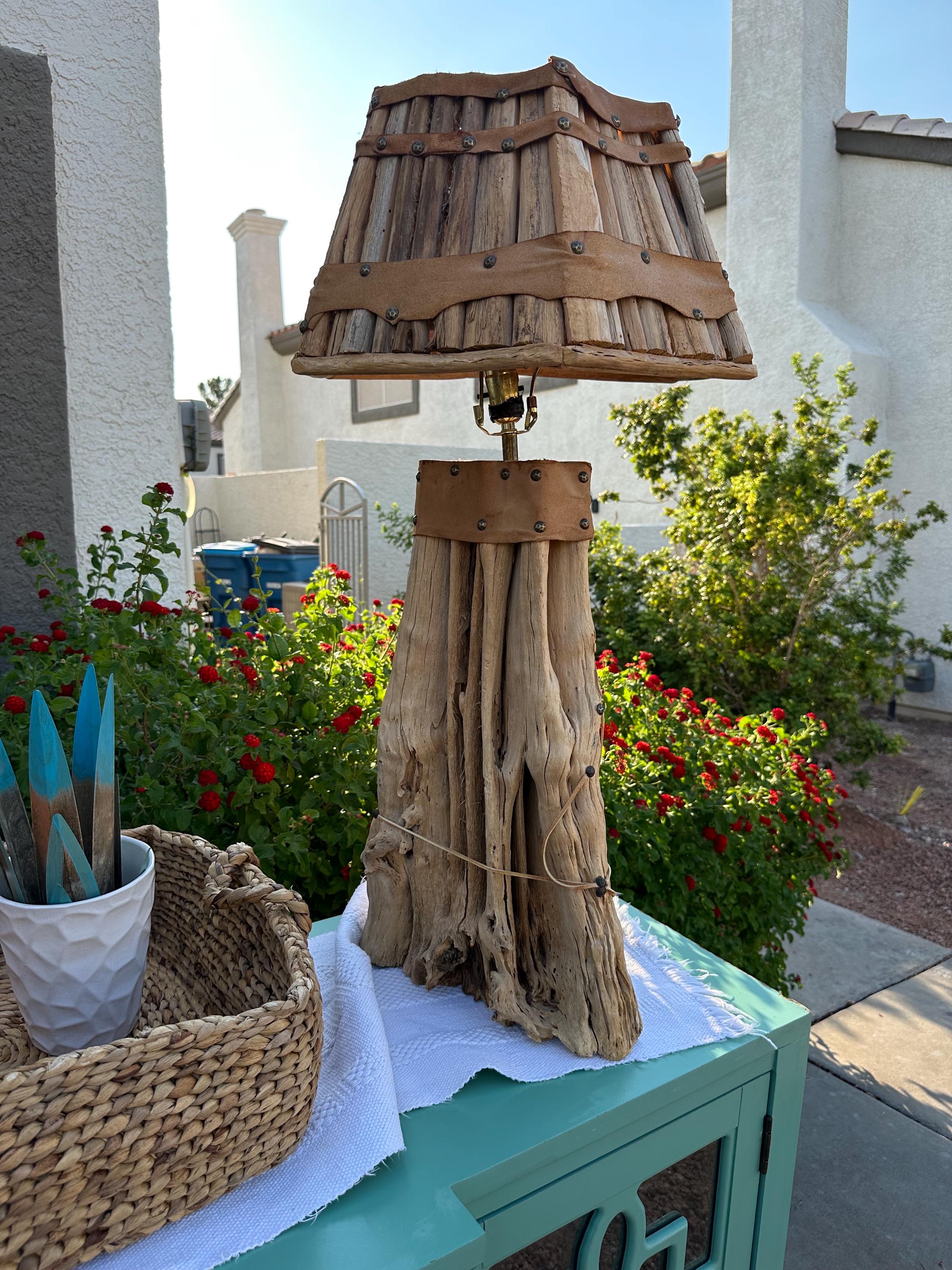 Saguaro Cactus Skeleton Table Lamp & Shade Rustic Folk Arts and
