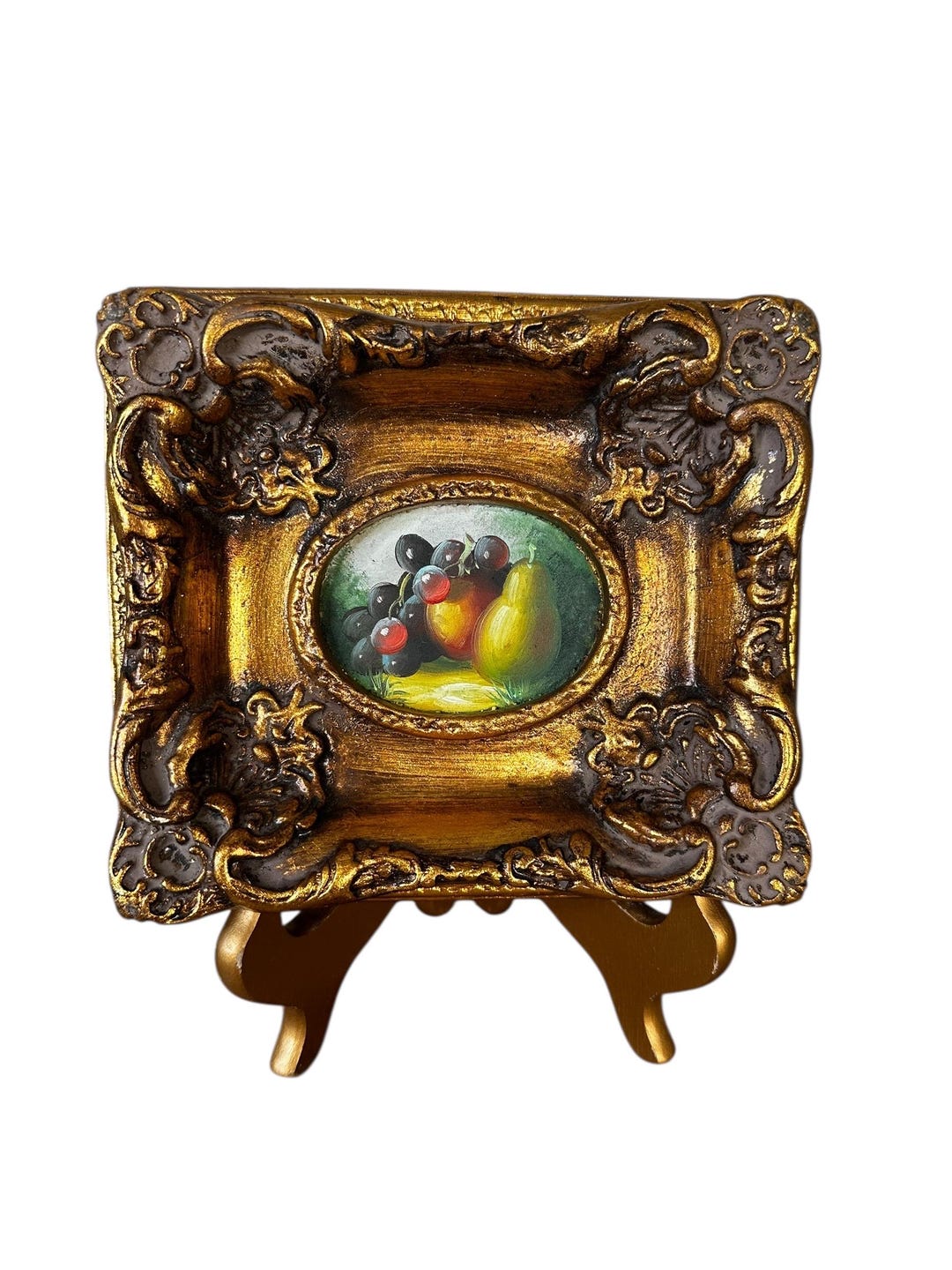 Italian Florentine Gilt Wood Wall Art Hand Painted Fruit Still Life ...