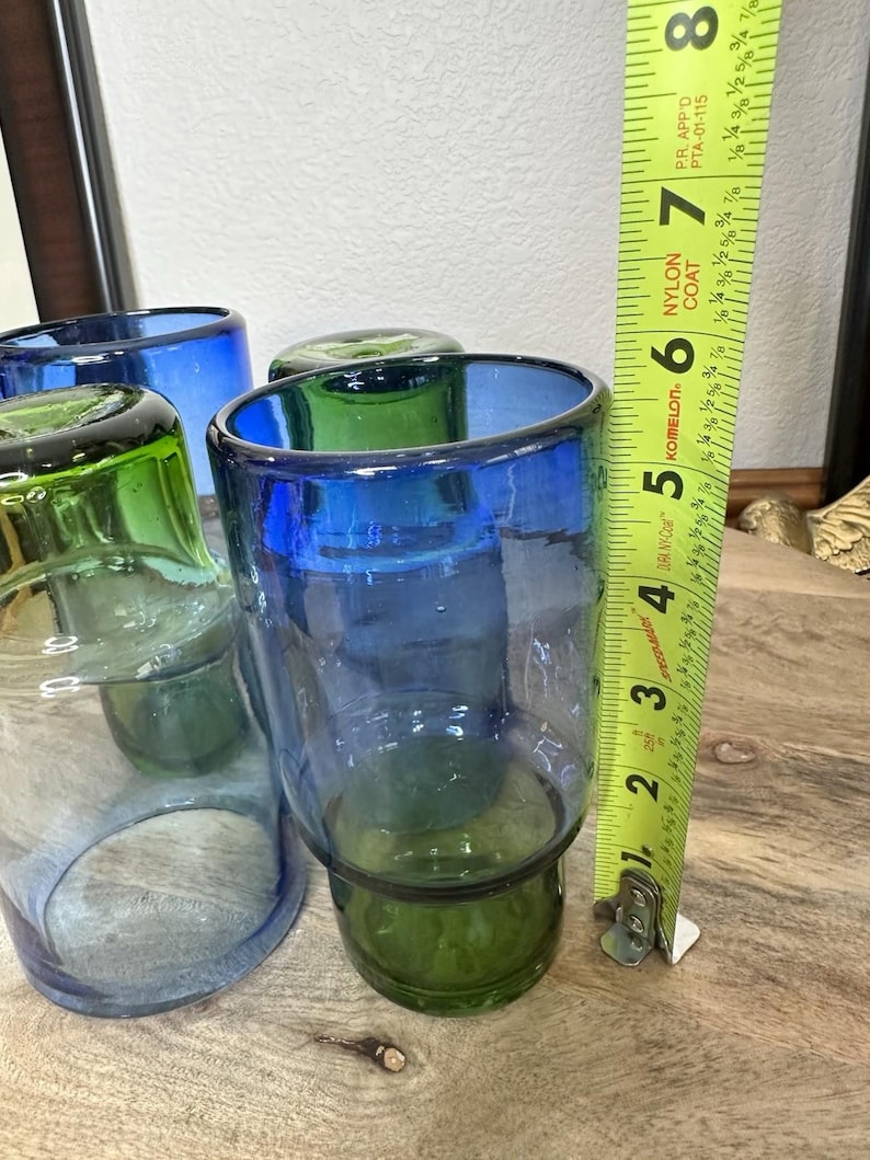 Återvunnet glas, set med 4 blågröna dricksglas, Anthropologie bild 9