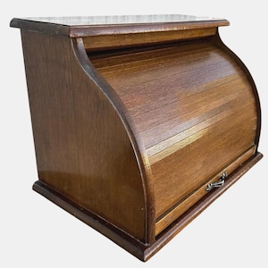 Vintage Wooden Roll Top Desk Organizer Tambour Letter Cabinet Desktop Mail Sorter