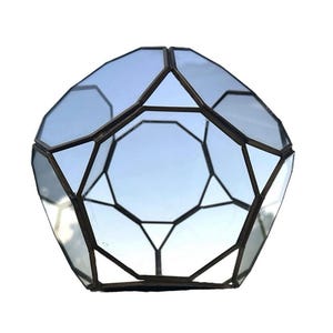 Geometric Brass & Glass Dodecahedron Candle Holder | Modern Terrarium Decor