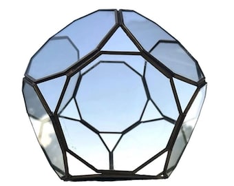 Geometrisk dodekaederljusstake i mässing och glas | Modern terrariumdekor