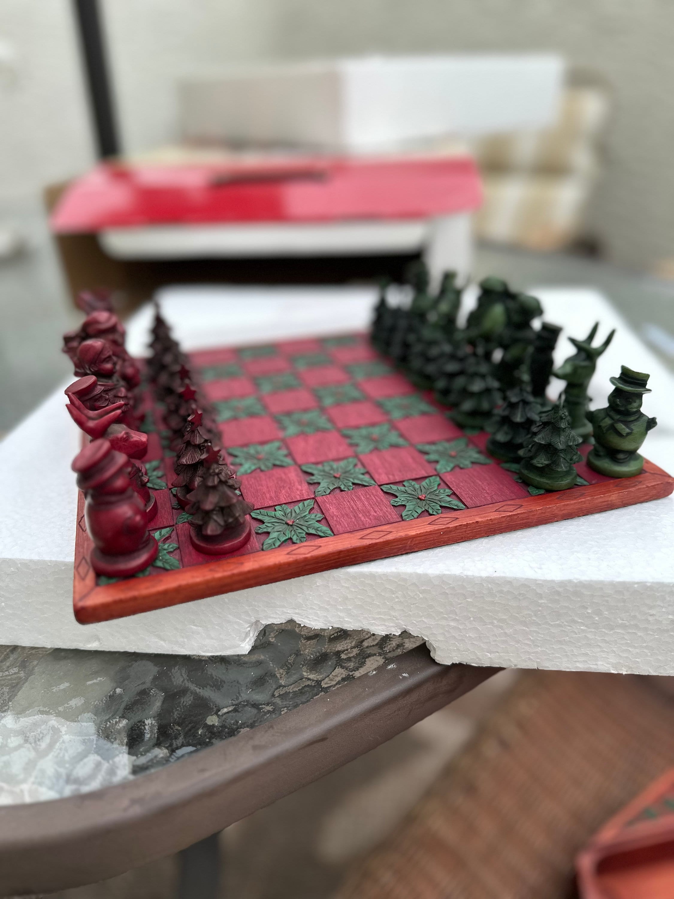 Vintage Christmas Chess Set With Storage Box Etsy