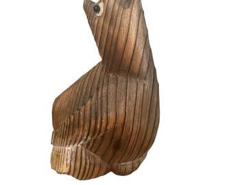 Shou-sugi-ban Japanese Tanuki Keyaki Wood Raccoon Dog Sculpture