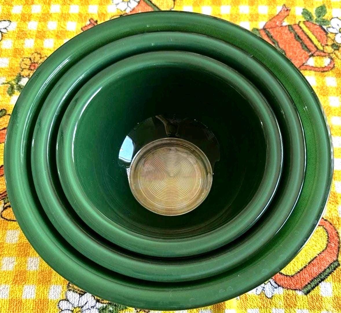 Vintage Pyrex Forest Green Glass Nesting Bowls, Set of 3 - Etsy