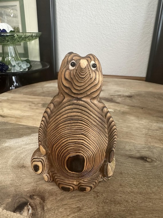 Shou-sugi-ban Japanese Tanuki Keyaki Wood Raccoon Dog Sculpture