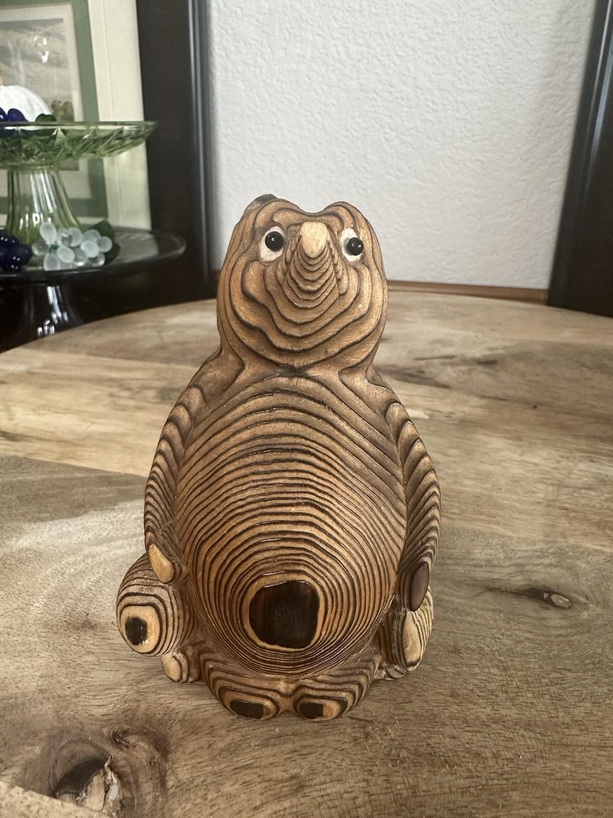 Shou-sugi-ban Japanese Tanuki Keyaki Wood Raccoon Dog Sculpture