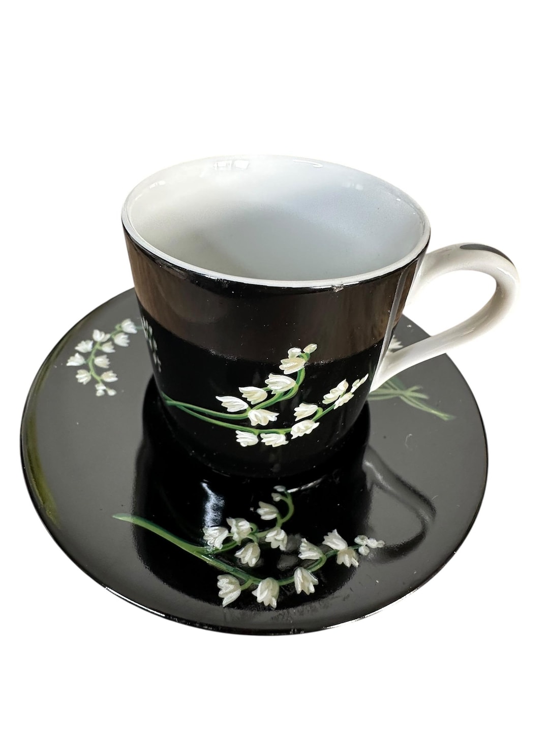 全8枚Tiffany&Co.ティファニー Mrs.Delany'sFlowers Tiffany & Co Mrs Delany Flowers Cup Saucer Black Porcelain Lily of